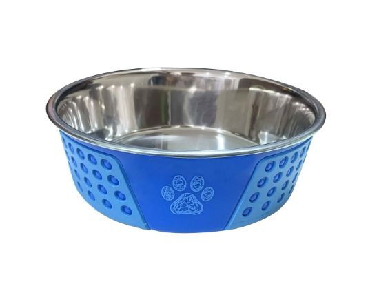 Anipro Hermosa - Метална купа за кучета за храна и вода, синя 21 см, 1.6 литра